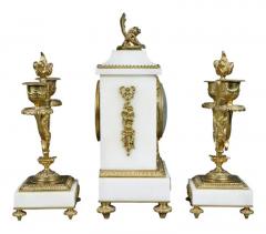 Louis XVI Style Marble and Bronze Clock Garniture - 4129570