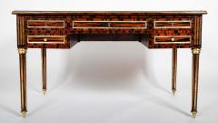 Louis XVI Style Neoclassic Form Leather Top Faux Calamander Desk - 4479224