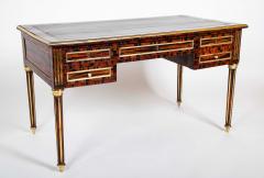 Louis XVI Style Neoclassic Form Leather Top Faux Calamander Desk - 4479242