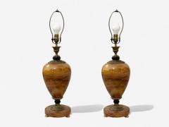 Louis XVI Style Onyx Bronze Table Lamps France 1930s - 4256789