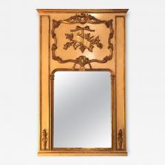 Louis XVI Style Painted Parcel Gilt Trumeau Console Mantle Mirror - 3018458