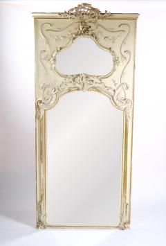 Louis XVI Style Parcel Gilt White Painted Pier Trumeau Mirror - 3326384