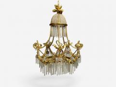 Louis XVI Style Russian Neoclassical Bronze Crystal Chandelier France 1900s - 4049960