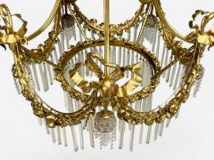 Louis XVI Style Russian Neoclassical Bronze Crystal Chandelier France 1900s - 4049964