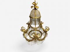 Louis XVI Style Russian Neoclassical Bronze Crystal Chandelier France 1900s - 4049965