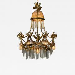 Louis XVI Style Russian Neoclassical Bronze Crystal Chandelier France 1900s - 4050014