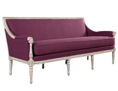 Louis XVI Style Sofa in Plum Burgundy Fabric - 2679263