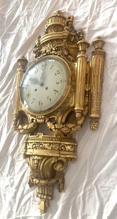 Louis XVI Style Wall Clock Gold Plate Enamel and Brass France Early 20th Century - 1488138