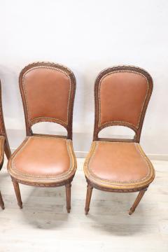 Louis XVI Style Walnut Wood Chairs Set of 4 - 2418668