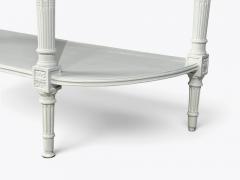 Louis XVI Style White Demilune Console Table Wood Marble France 1960s - 4801893