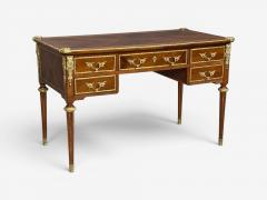 Louis XVI Style Writing Desk Bookmatched Walnut Bronze France 1920s - 4600690