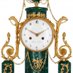 Louis XVI period Neoclassical ormolu and malachite mantel clock - 2917542