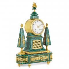 Louis XVI period gilt bronze mounted malachite clock - 3702239