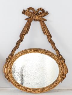Louis XVI style Oval Mirror with Carved Wood Frames France Mid 20th C  - 4220528