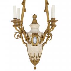 Louis XVI style marble gilt bronze and jasperware chandelier - 1451590