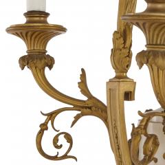 Louis XVI style marble gilt bronze and jasperware chandelier - 1451592