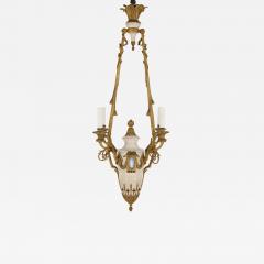 Louis XVI style marble gilt bronze and jasperware chandelier - 1453425