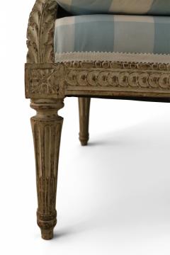 Louis Xvi Blue And White Gingham Upholstered Marquise Armchair - 3172632