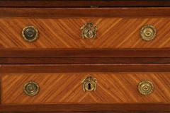 Louis Xvi Style Parquetry Brass And Beige Marble Commode - 3172789