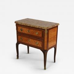 Louis Xvi Style Parquetry Brass And Beige Marble Commode - 3179460