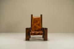 Lounge Chair In Elm And Leather In The Manner Of Pierre Chapo France 1970s - 3317783