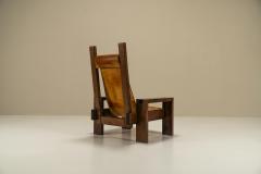 Lounge Chair In Elm And Leather In The Manner Of Pierre Chapo France 1970s - 3317787