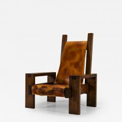 Lounge Chair In Elm And Leather In The Manner Of Pierre Chapo France 1970s - 3323067