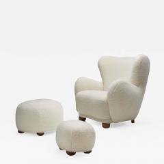 Lounge Chair with Ottomans by Danish Cabinetmaker Denmark 1960s - 1698398