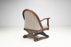 Lounge Chairs with Dark Stained Oak Frames and Carved Details Spain 1930s - 3458622