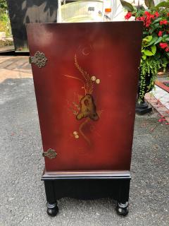 Lovely Chinoiserie Bar Linen Cabinet Hand Painted - 3224184