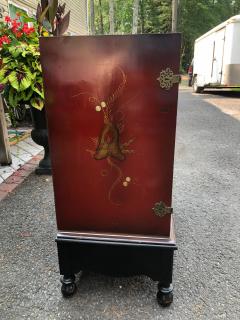 Lovely Chinoiserie Bar Linen Cabinet Hand Painted - 3224187