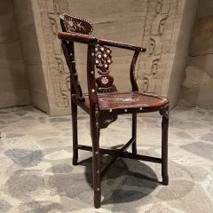 Lovely Handcrafted Chinese Corner Rosewood Arm Chair with Mother of Pearl Inlay - 2230262