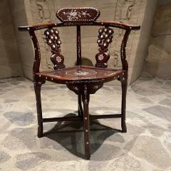 Lovely Handcrafted Chinese Corner Rosewood Arm Chair with Mother of Pearl Inlay - 2230263