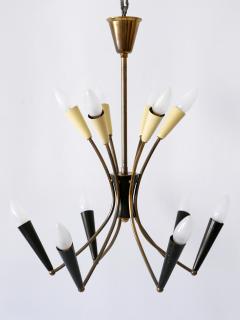 Lovely Mid Century Modern 12 Flamed Sputnik Chandelier Germany 1950s - 3355167