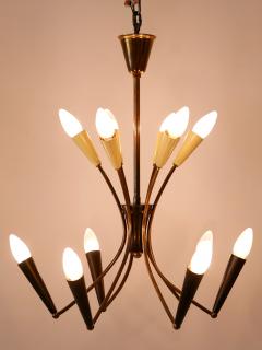 Lovely Mid Century Modern 12 Flamed Sputnik Chandelier Germany 1950s - 3355168