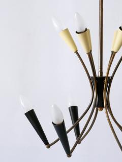 Lovely Mid Century Modern 12 Flamed Sputnik Chandelier Germany 1950s - 3355169
