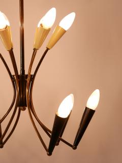 Lovely Mid Century Modern 12 Flamed Sputnik Chandelier Germany 1950s - 3355172