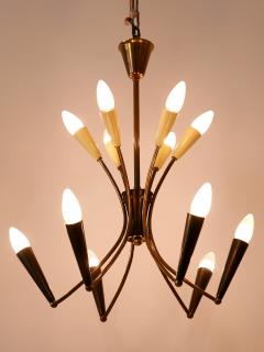 Lovely Mid Century Modern 12 Flamed Sputnik Chandelier Germany 1950s - 3355174