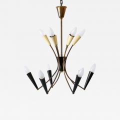 Lovely Mid Century Modern 12 Flamed Sputnik Chandelier Germany 1950s - 3360457