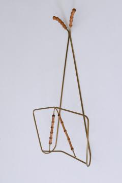 Lovely Mid Century Wall Mounted Brass Bamboo Magazine Rack Germany 1960s - 4213373