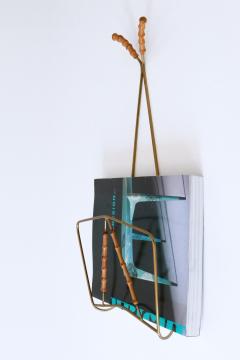Lovely Mid Century Wall Mounted Brass Bamboo Magazine Rack Germany 1960s - 4213375