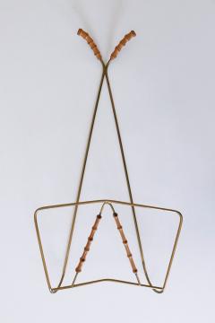 Lovely Mid Century Wall Mounted Brass Bamboo Magazine Rack Germany 1960s - 4213377