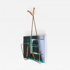 Lovely Mid Century Wall Mounted Brass Bamboo Magazine Rack Germany 1960s - 4213967