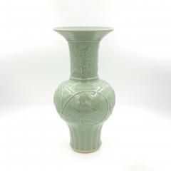 Lovely Pair Of Chinese Celadon Glaze Yen Yen Form Vases 20th Century  - 2640395