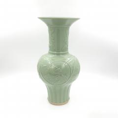 Lovely Pair Of Chinese Celadon Glaze Yen Yen Form Vases 20th Century  - 2640417