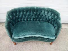 Lovely Petite Hollywood Regency Tufted Loveseat Sofa - 1550288