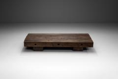 Low Brutalist Oak Coffee Table Europe 1960s - 3690539