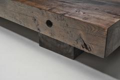 Low Brutalist Oak Coffee Table Europe 1960s - 3690562