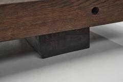 Low Brutalist Oak Coffee Table Europe 1960s - 3690564