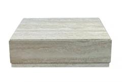 Low Midcentury Italian Modern Square Travertine Marble Cube Cocktail Table - 3548979